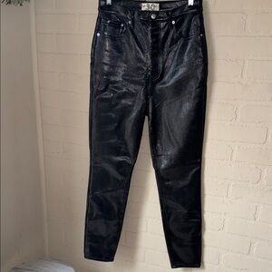 Free people pleather pants we the free Black Shiny 30 button fly high rise